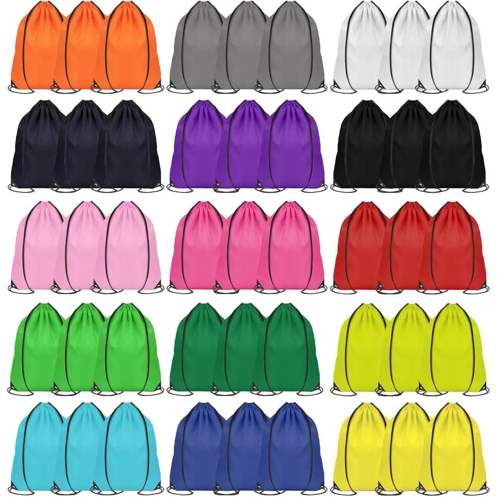 45Pcs Dstring Backpack Bulk Dstring Bags Cinch Sack Bag Nylon DString Sport Bag, 15 Col