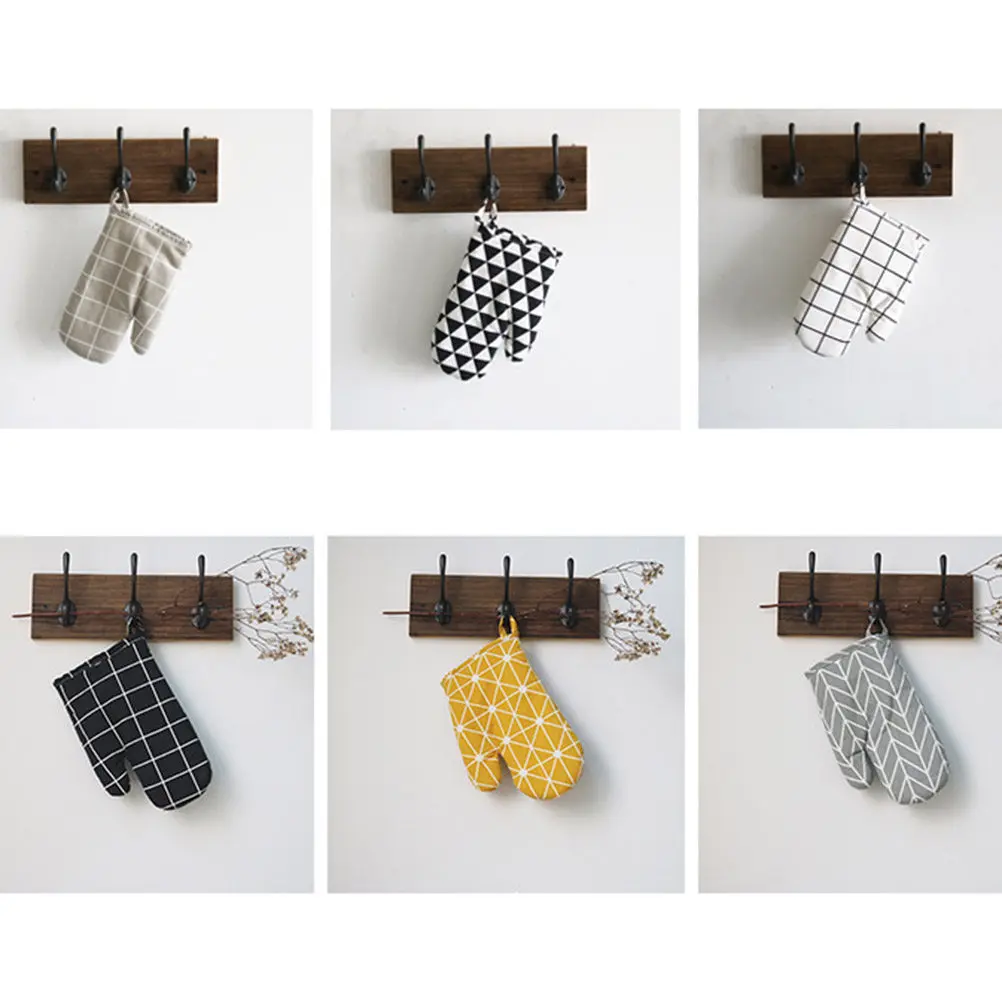 

4Pcs Thermal Insulation Gloves Heavy Duty Cotton Linen Oven Mitts Heat Resistant Kitchen Tools for Baking Microwave Cooking with