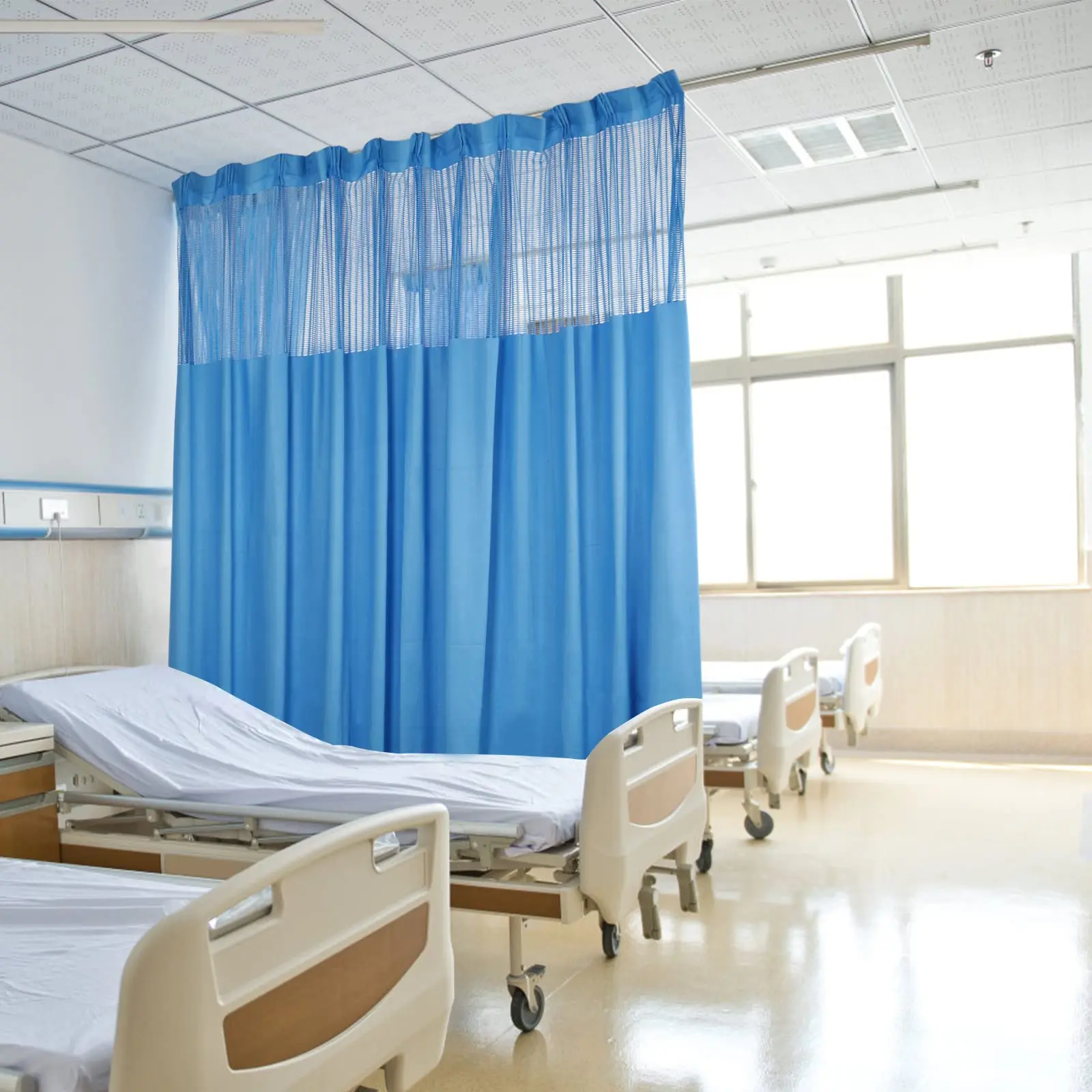 

Hospital Curtain, Room Divider Curtain 9ft Wide X 8ft Tall Cubicle Curtain Privacy Cubicle Curtain with 18 Hooks Fireproof Curtain
