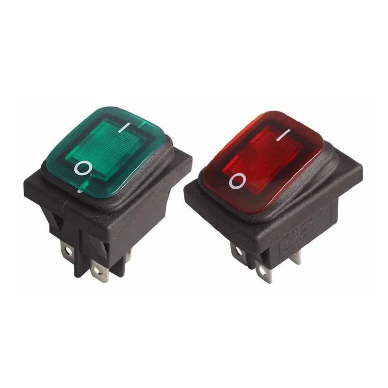 KCD2 Rocker Switch Push Button Switch Waterproof Type LED 4PIN6PIN