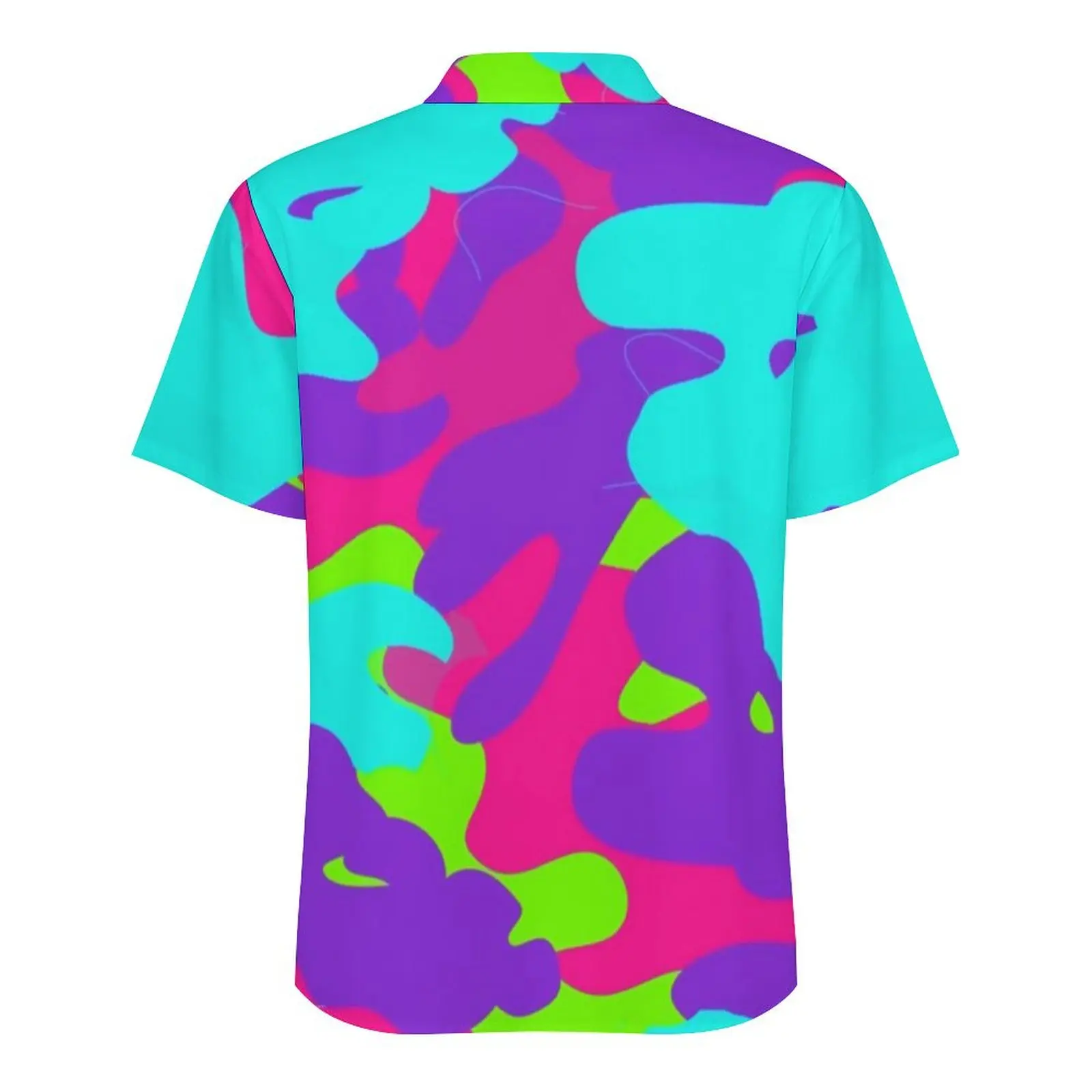 Camisa casual de neon camo masculina, estampa camuflada, novidade, mangas curtas, praia, confortável, blusas extragrandes, camisas de praia