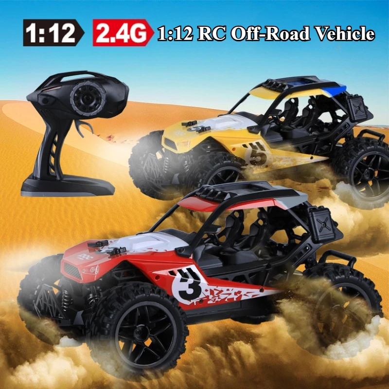1:12 RC Off-Road Vehicle 2.4G Remote Control Car with LED Headlights Anti-Slip Tires Shock Absorption Realistic Interior RTR Toy