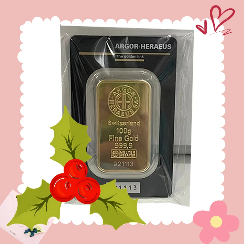 

2025 Gold Bar Replica Argor 100g Gold Bullion Bars Limited Edition Brass Golden-plated metal badge souvenir