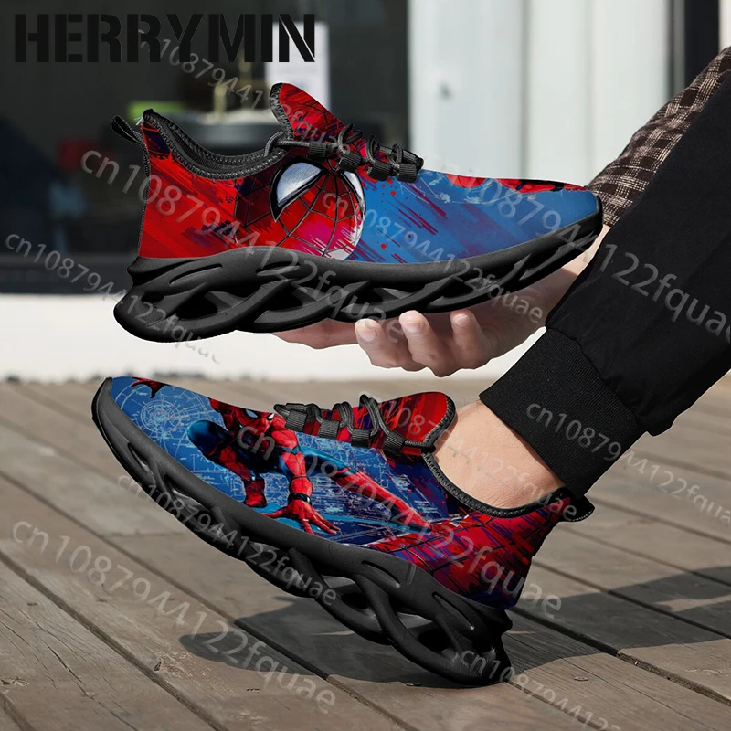 

Spider-Man Children Adult Basketball Shoes 3D Printing Black Full Coverage Design Slip Resistant Man Boys Sneakers Size 28-46