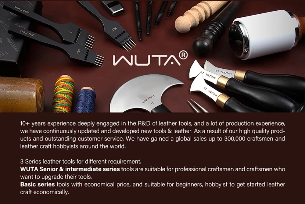 WUTA 1PC Leather Edge Beveler PRO Skiving Craft Work M390 / DC53 Steel Ebony Handle Cutter Edger Creaser Skiver Leather Tools