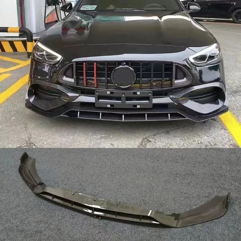 

For Benz W206 C200 C260 Real Carbon Fiber Front Bumper Lip Car Body Kit 2019-2024