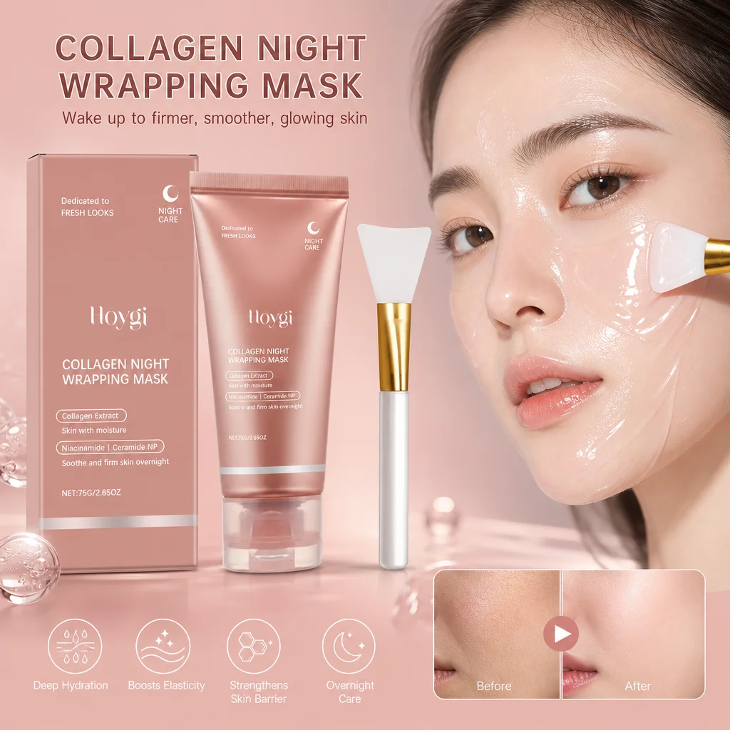 HOYGI Overnight Collagen Peel Mask Moisturizing Nourish Deep Clean Facial Skin Clear Pore Impurities Gentle Facial Care
