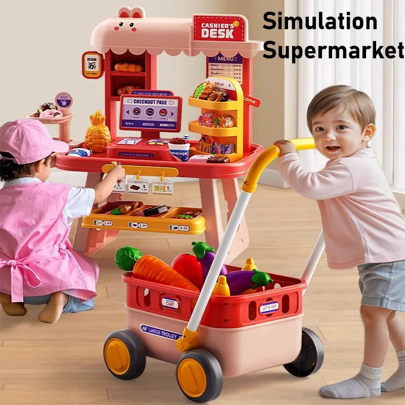 Simulation Supermarkt Obst Warenkorb mit Lebensmittel Spielen Haus Set Rolle Spielen Kinder Spielzeug kinder Warenkorb Pädagogisches Spielzeug Mädchen Geschenk