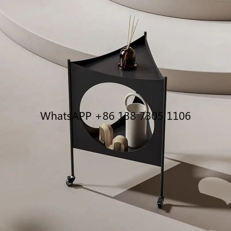 

Простой и креативный двухъярусный столик-тележка, модный, треугольный, минималистичный, передвижной, угловой столик для гостиной, приставной столик к дивану