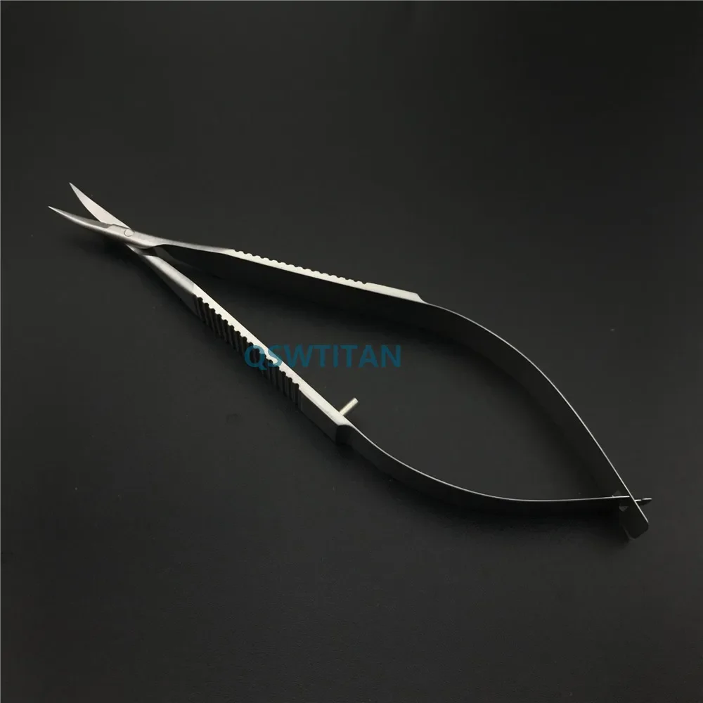 Flat Handle Eye Micro Scissors, Cirurgia Oftálmica, Aço Inoxidável, Titânio, 12.5cm