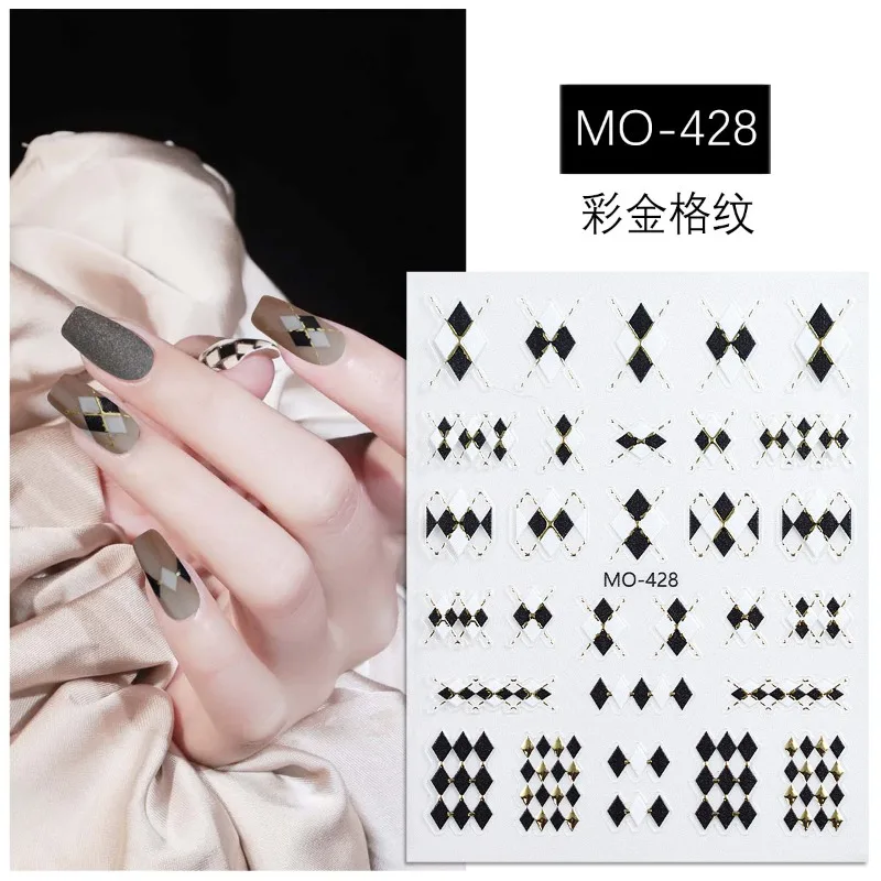 الرجعية الذهب لهجة منقوشة ملصقات الأظافر الخريف/الشتاء جمع ميلارد مسمار الشارات الكلاسيكية تنوعا الألوان مناسبة لجميع الأظافر