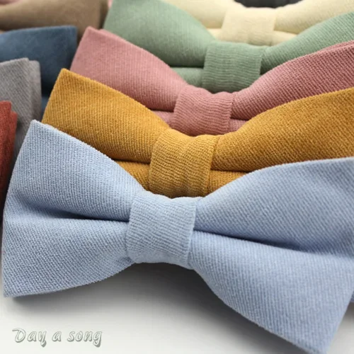 Men's fashion high-quality colourful dress shirt Solid color bow wedding groom group business casual with fashion accessobow tie