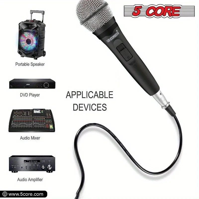 

5CorePM 600Dynamic Handheld Microphone，with Switch，Heart-shaped Unidirectional Pickup，XLRCables and Clamps - Suitable for