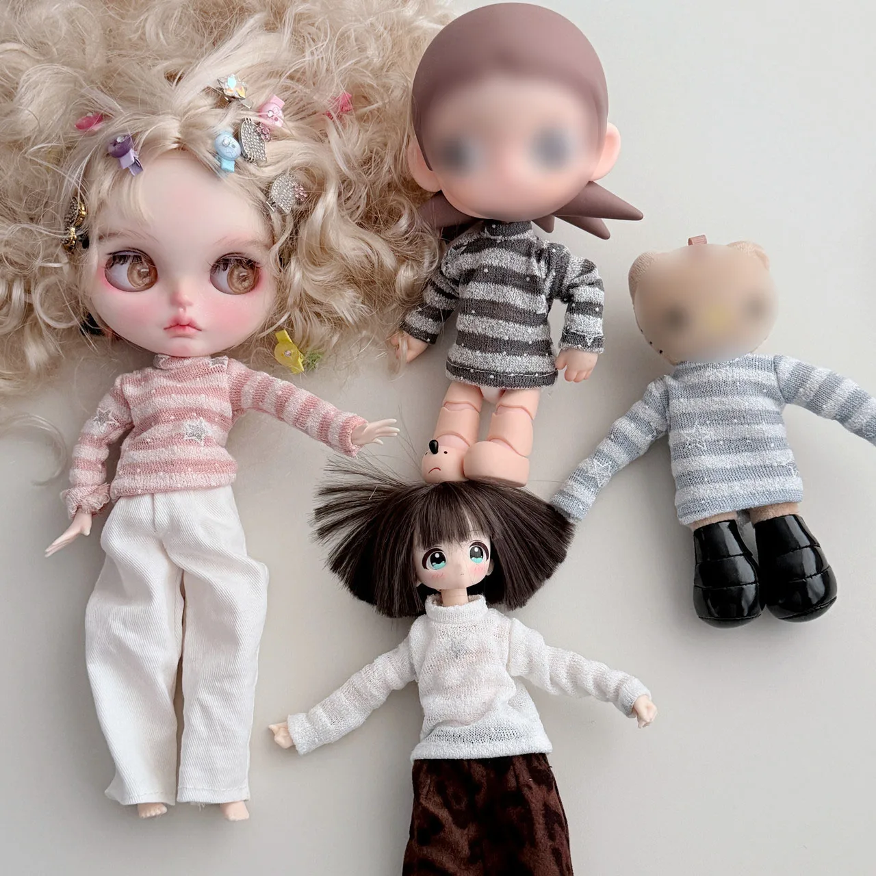 1/6 Blyth  Doll Clothe Accessories Knitted Long-sleeved Striped Stars Pattern Top Casual T-shirt For Azone/OB22/OB24 Blyth