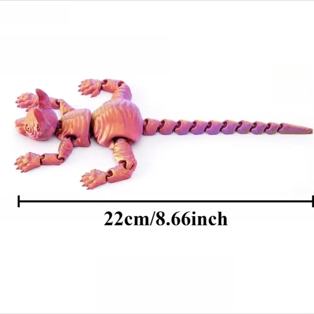 Siamesisches Kätzchen, 3D-gedruckte Katze, mehrteilig, Desktop-Dekoration, Mini-Katzenfigur, bewegliche bewegliche 3D-haarlose Katzenpuppe, Autodekoration