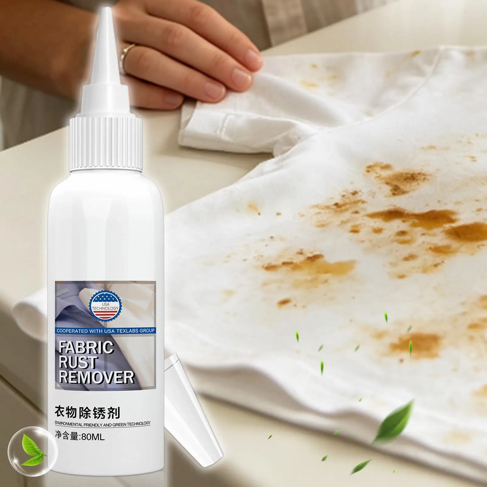 80ml Rust Stain Remover for Clothes Gentle Safe Brightening Professional Fabric Rust Stain Remover Cleaner for Linen Denim Silk