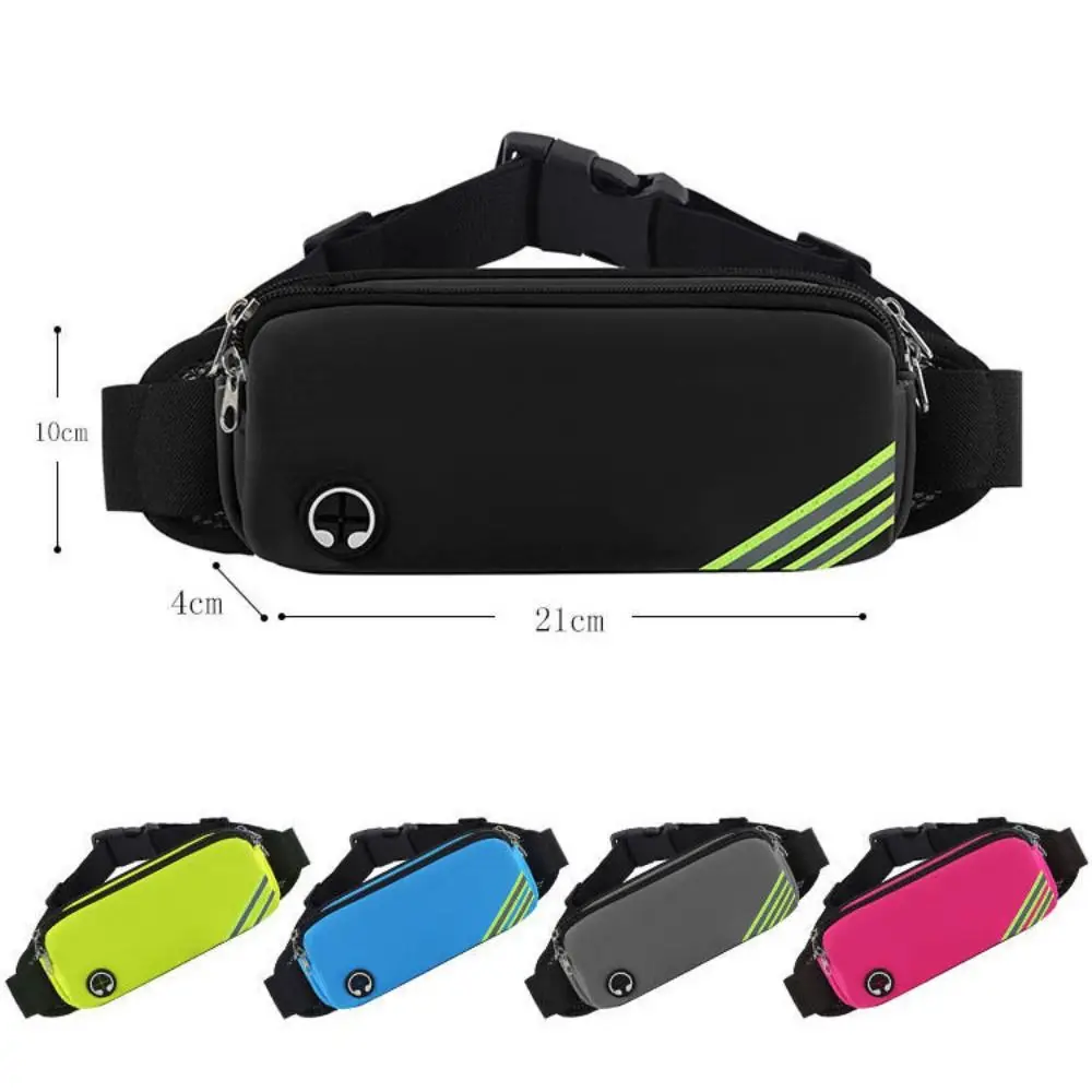 Impermeável esportes cintura pack com faixa reflexiva, multi-bolso, multifuncional, elástico