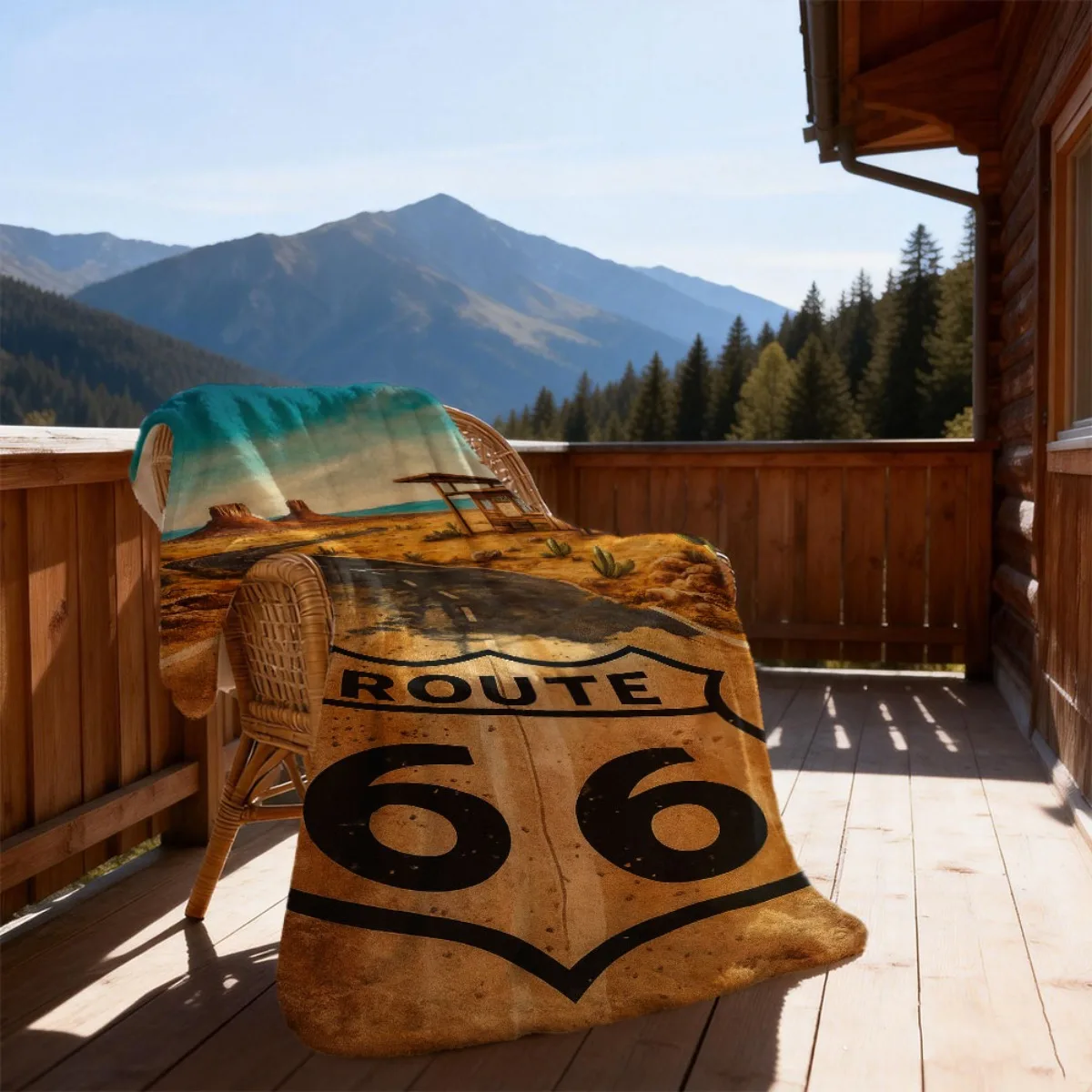 1pc Route 66 Vintage Throw Blanket Suitable for Home Decor, Bedspread & Outdoor Use - Soundwave Technology Printed French Style