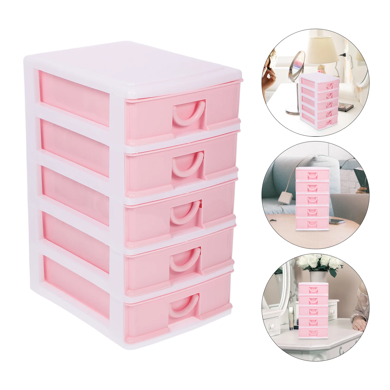 

Storage Box Desktop Makeup Holder Vanity Organizer Plastic Drawer Cabinet Table Small with Drawers Skin Care Product