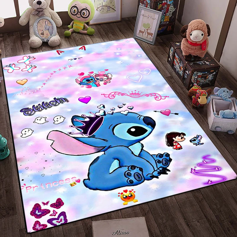 Disney Lilo and Stitch Pattern Large Area Rug 3D Carpet Home for Living Room Kids Bedroom Sofa Doormat Decor Children Floor Mats