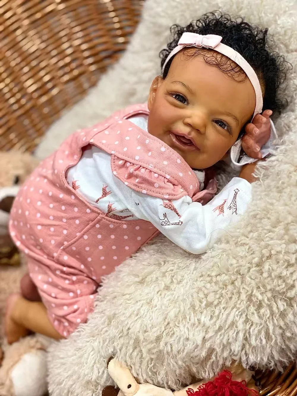 FBBD Customized Limited Supply 48cm Reborn Baby Charlie With Hand-Rooted Hair Dark Skin African Baby Different Dress