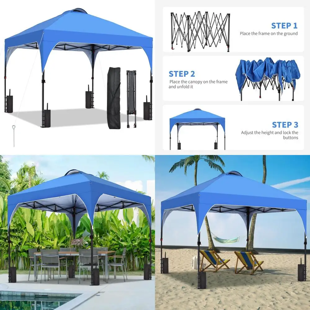 

Легкая установка всплывающей палатки с навесом, уличная беседка 8x8 с регулируемыми походами для мероприятий, вечеринок, кемпинга, синяя