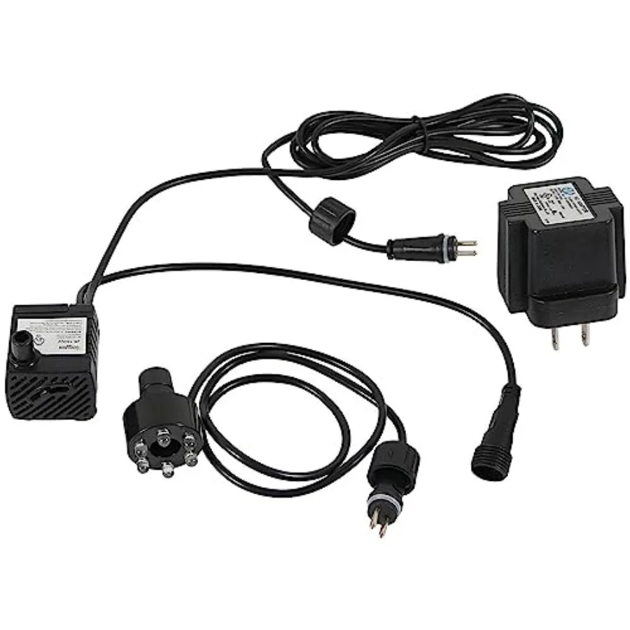 

Погружной водяной насос Sunnydaze 40 GPH, 12 В, для небольших фонтанов, с регулируемым потоком, 6-цветной LED-подсветкой и трансформатором