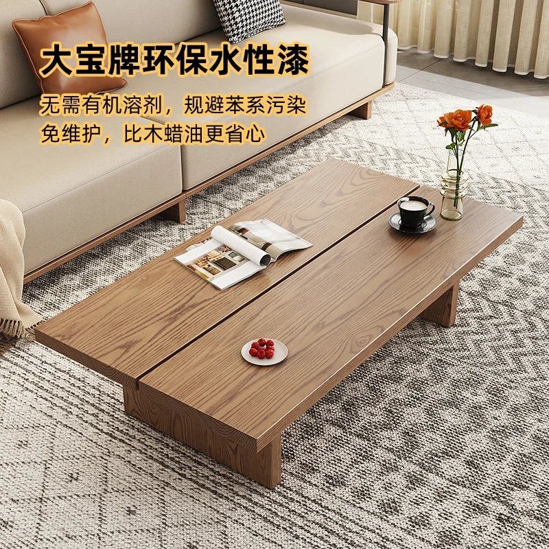 All solid wood coffee table Nordic small household 2024 new rectangular senior designer Japanese log tea table