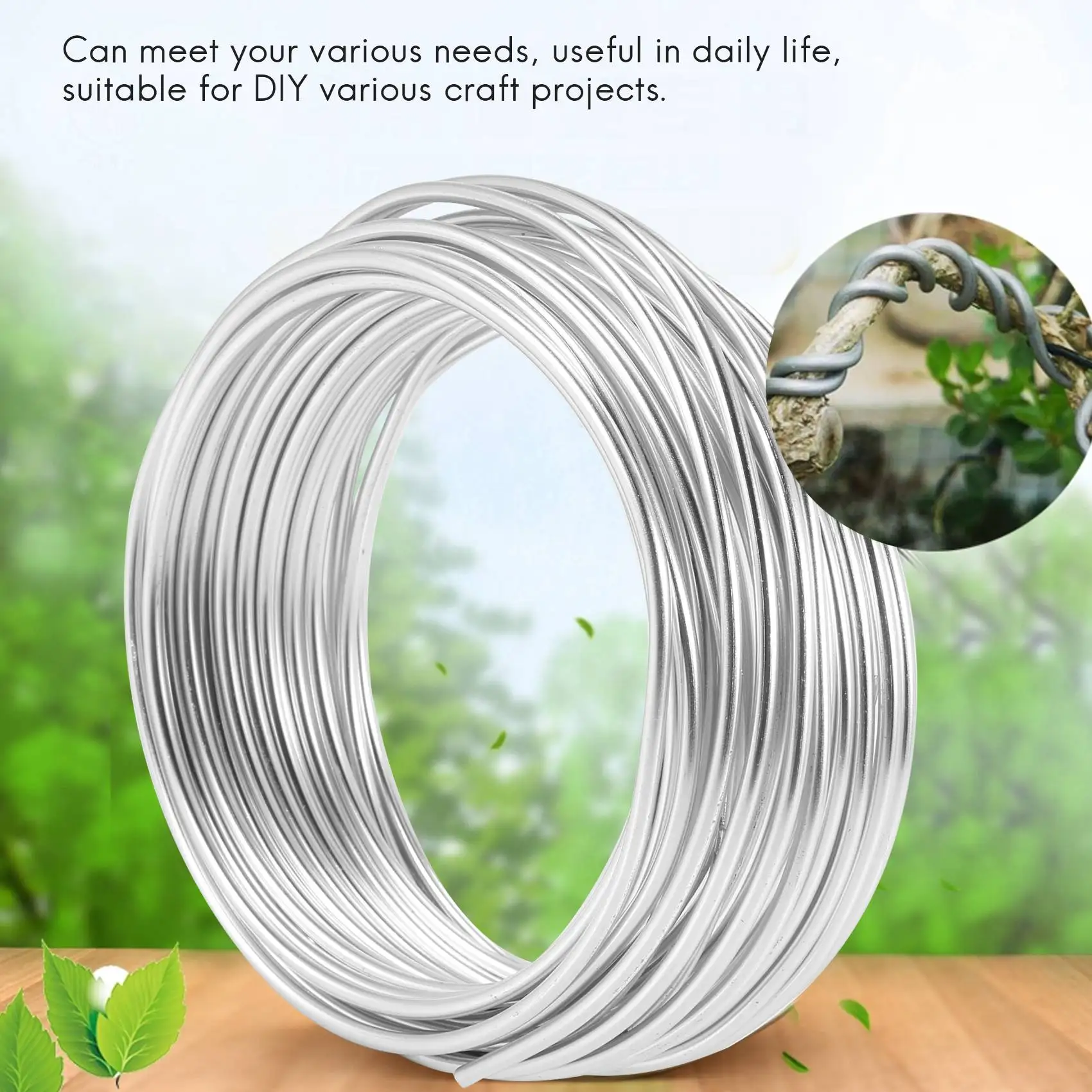 ลวดอลูมิเนียม 3 มม. 10M Craft Silver Wire สําหรับทําเครื่องประดับการสร้างแบบจําลองดินบอนไซและรุ่น