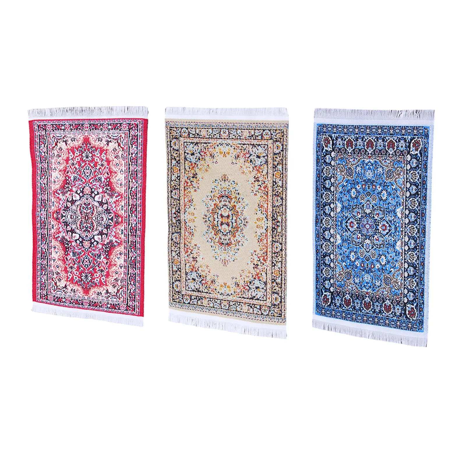 1:6 1:12 Woven Rug Scenery Supplies Furniture Accessories Miniature Floor Area Rug Mini Turkish Mat for Home Living Room Decor