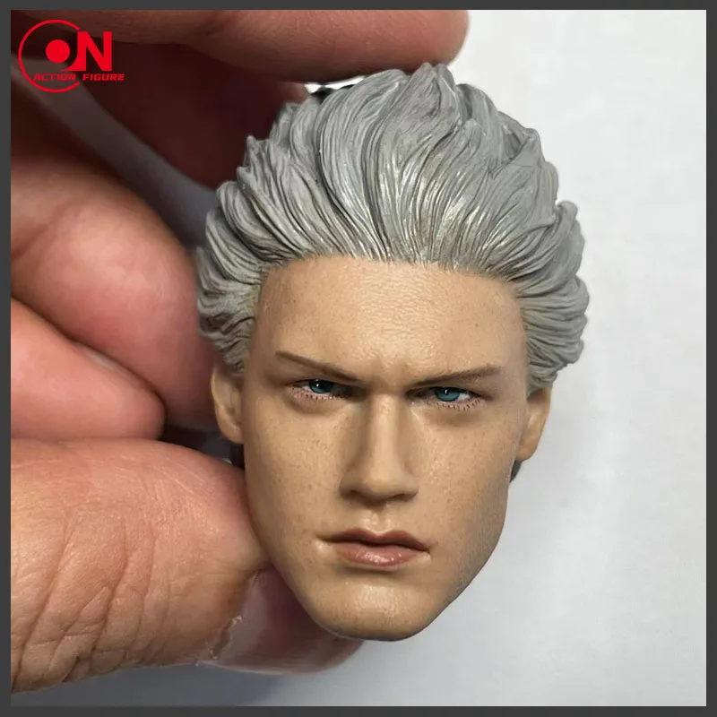 1/6 ذكر الفضة الشعر رئيس نحت نحت نموذج صالح 12 ''ذكر الجندي عمل الشكل الجسم الدمى