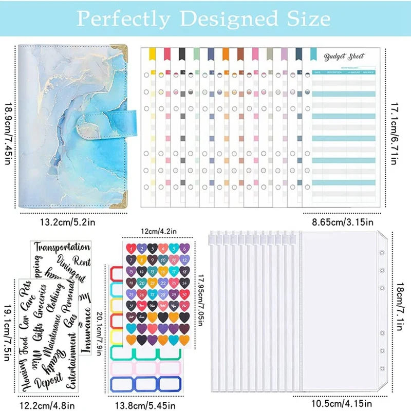 Cash Wallet Envelope System, Budget Binder With Zipper Envelopes, For Cash Budgeting Card Storage Funding Plan