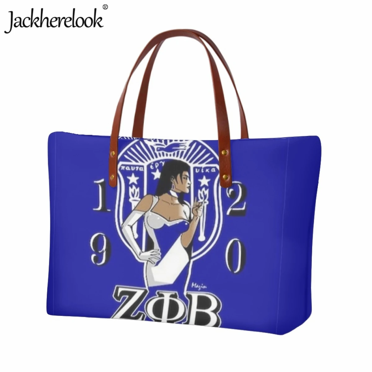 Jackherelook Zeta Phi Beta Sorority 1920 Large Capacity Tote for Women Fashion Classic Shopping Travel Handbag Girl Shoulder Bag