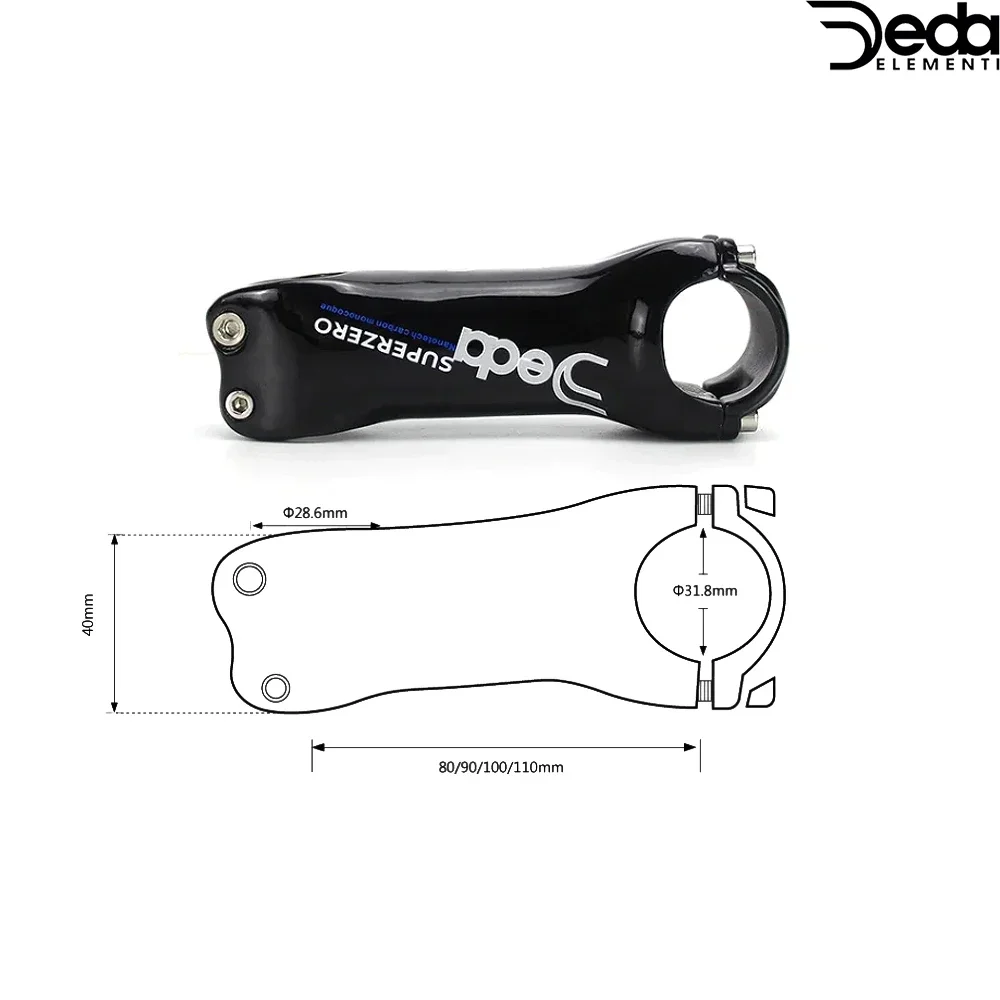 

DEDA Full Carbon Ultra Light Black Stem, 40mm Height 6°/17° 60-130mm Length, Mountain/Road Bike Compatible