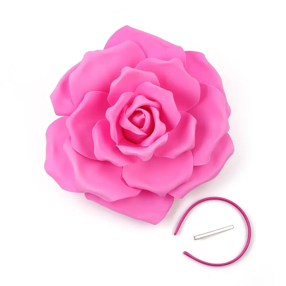 Exaggerated Rose Flowers Fascinator Hat Wedding Bridal Tea Party Cocktail Jockey Club Flower Headbands Makeup Prom Photo Shoot