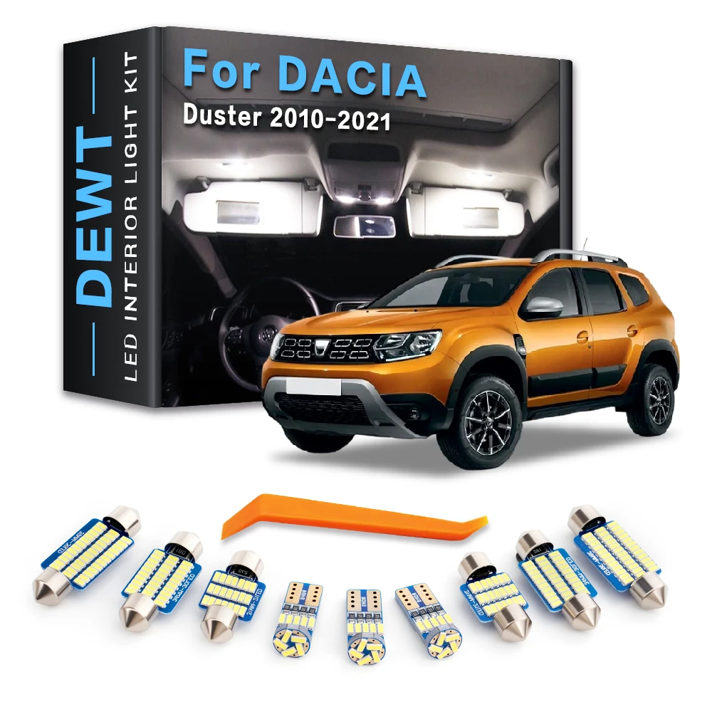 Car LED Interior Dome Light Kit For Dacia Duster 1 2 2010 - 2021 2020 2019 2018 2017 2016 2015 2014 Sunvisor Trunk Bulb Canbus