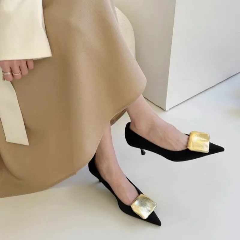 New Style Popular Women's Flats Shoes Fashion Black Pointed Bow Business Shoes Comfortable Commuting Women's Shoes Zapatos Mujer