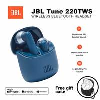 Original JBL Tune 220TWS Wireless Bluetooth Earphones Stereo Earbuds with Bass Sound, Noise Reduction Mic Headset JBL T220 tws