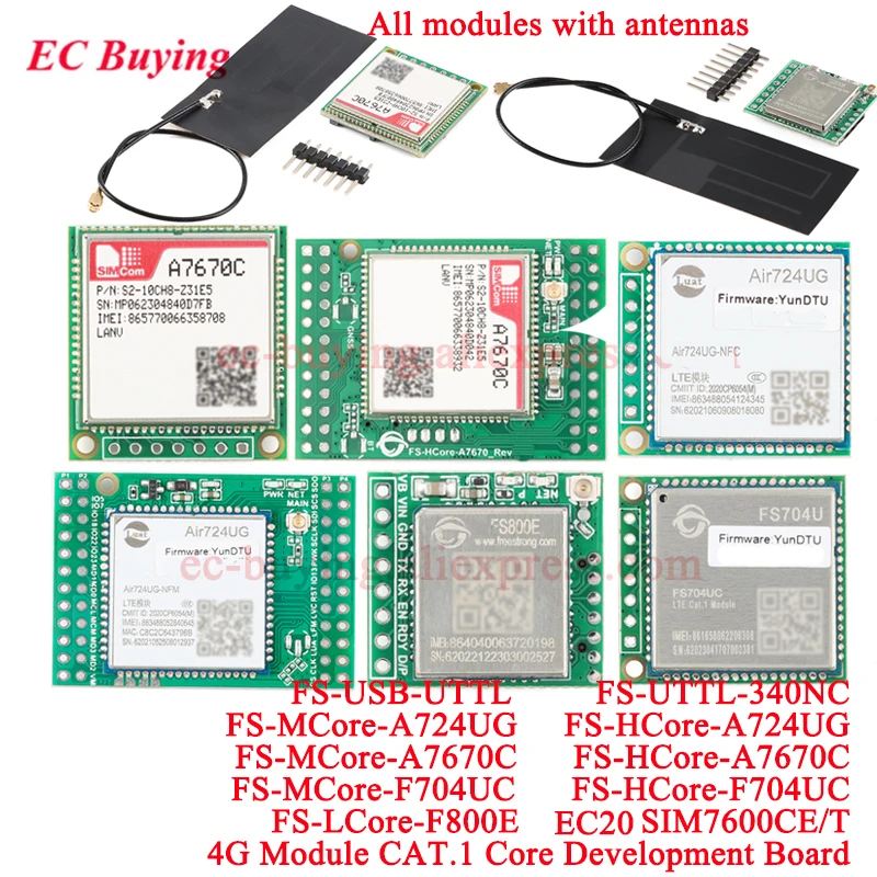 Moduł płytki rozwojowej A7670C 4G CAT.1 Full Netcom LTE+GSM STM32 FS-MCore-A7670C FS-HCore-A7670C FS800E F704UC A724UG