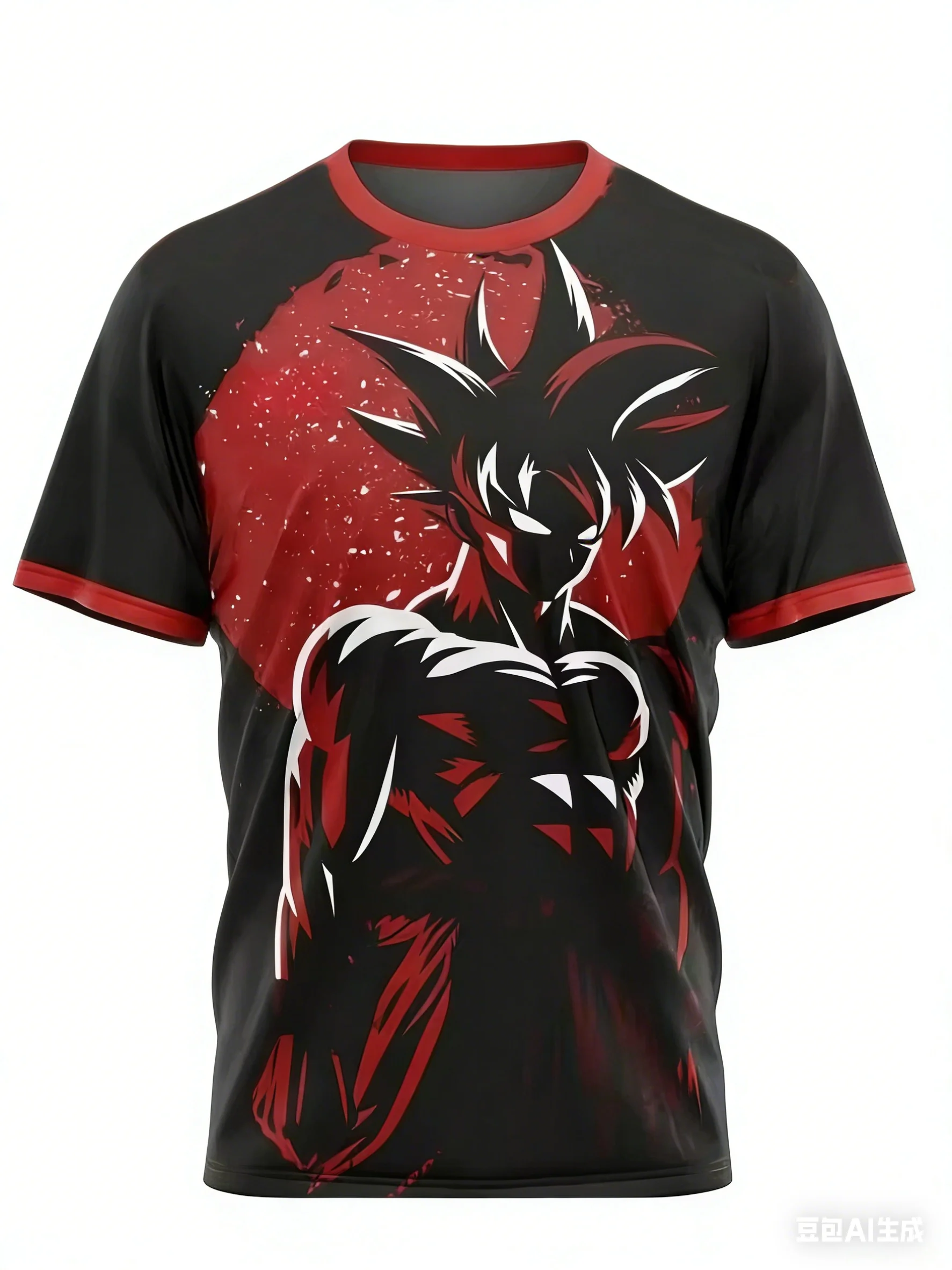 2026 Sommer Dragon Ball T-Shirt 3D-Druck Goku Roter Mond Silhouette Übergroßes Lockeres Atmungsaktives Gym Streetwear Unisex-Shirt