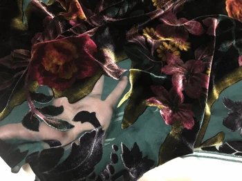 리얼 실크 플리슈 천, 레트로 블랙 그라데이션 바텀 로즈, 비반전 벨벳 중공 원단 치파오