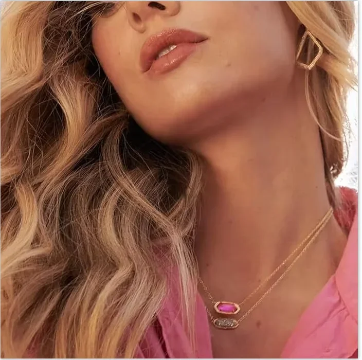 

Elisa Series Pink Azalea ILLUSION Minimalist Pendant Necklace for Women, Fashion Jewelry, Unique Gifts