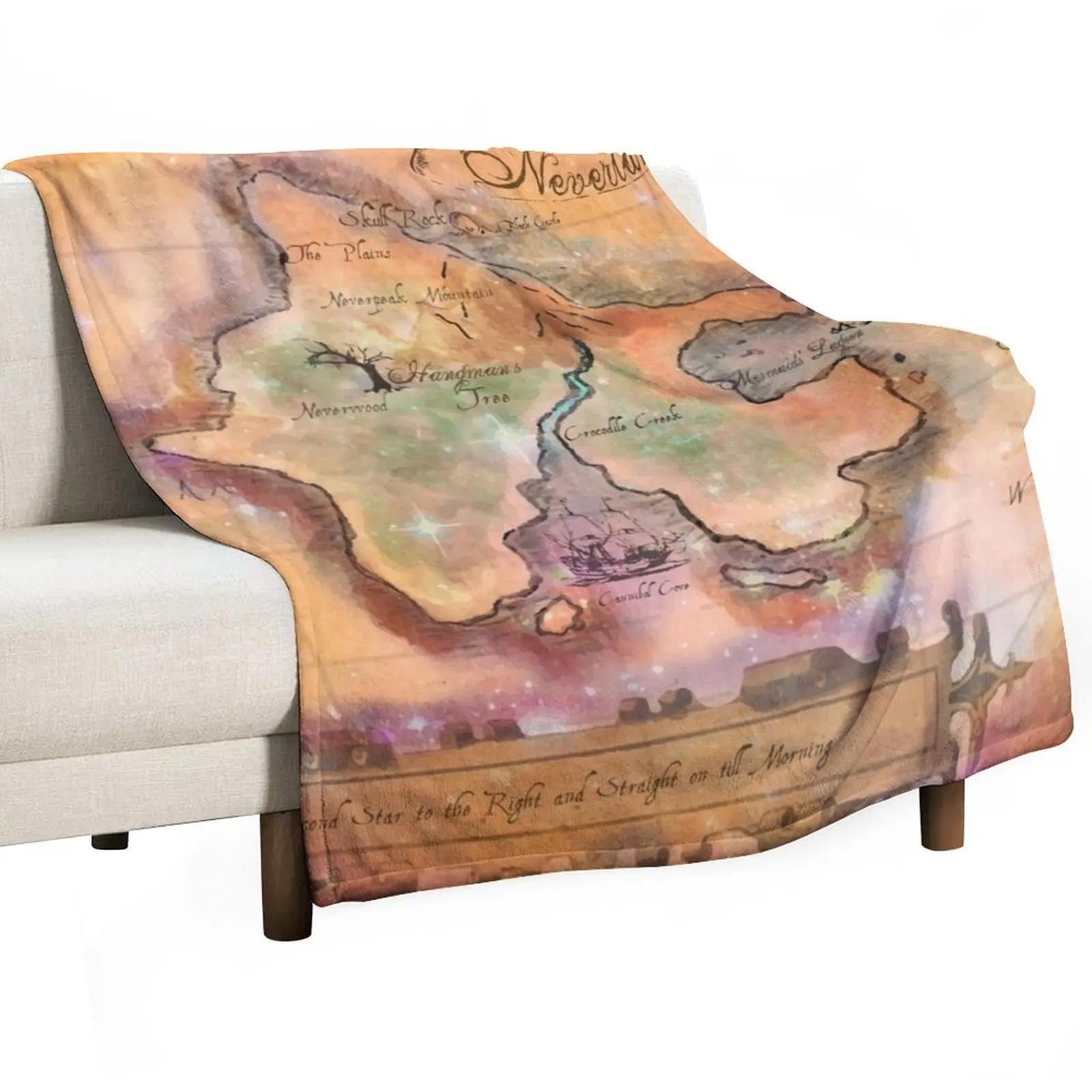 

Neverland Map Throw Blanket Sofa Throw Furry Tourist Blankets