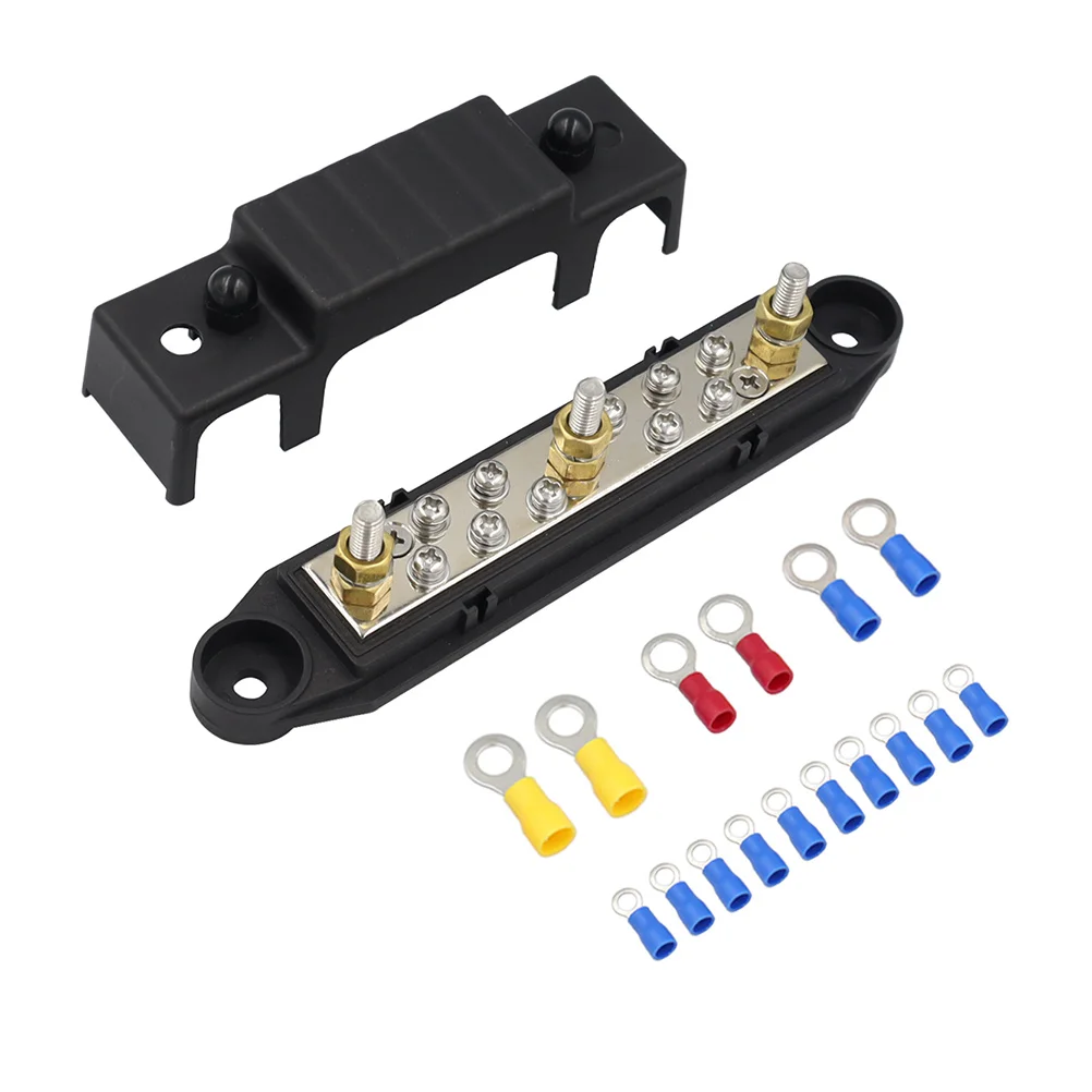

1 set Black Distribution Block Set Terminal Bus Bar for Car Auto Marine Boating Weather Resistant Durable Glass