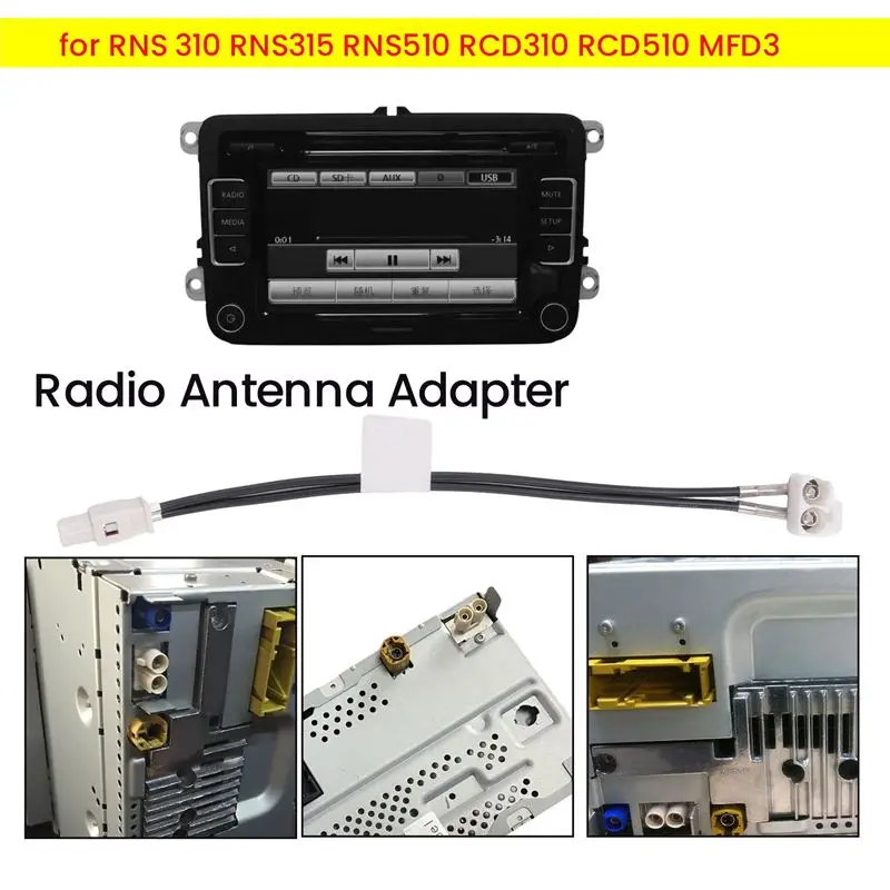 Radio Antenna Adapter Cable Wire Harness 2 To 1 For RNS 310 RNS315 RNS510 RCD310 RCD510 MFD3