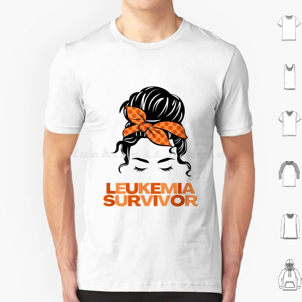 Leukemia Messy Bun Survivor T Shirt Cotton Men Women DIY Print Leukemia Awareness Orange Ribbon Leukemia Leukemia Survivor
