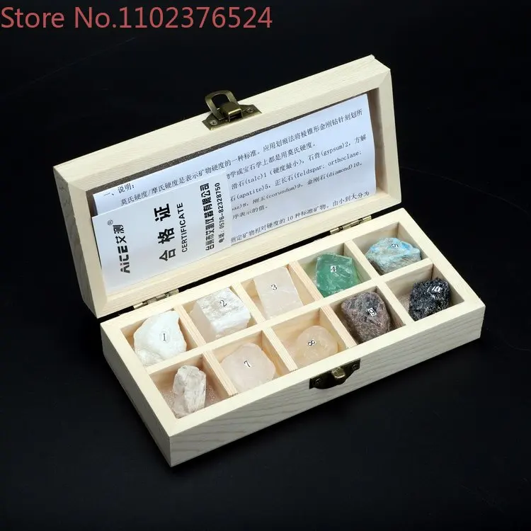 

Stone hardness tester Rock Morse hardness tester Morse cement ceramic tile mineral sample Geological wooden box large particles