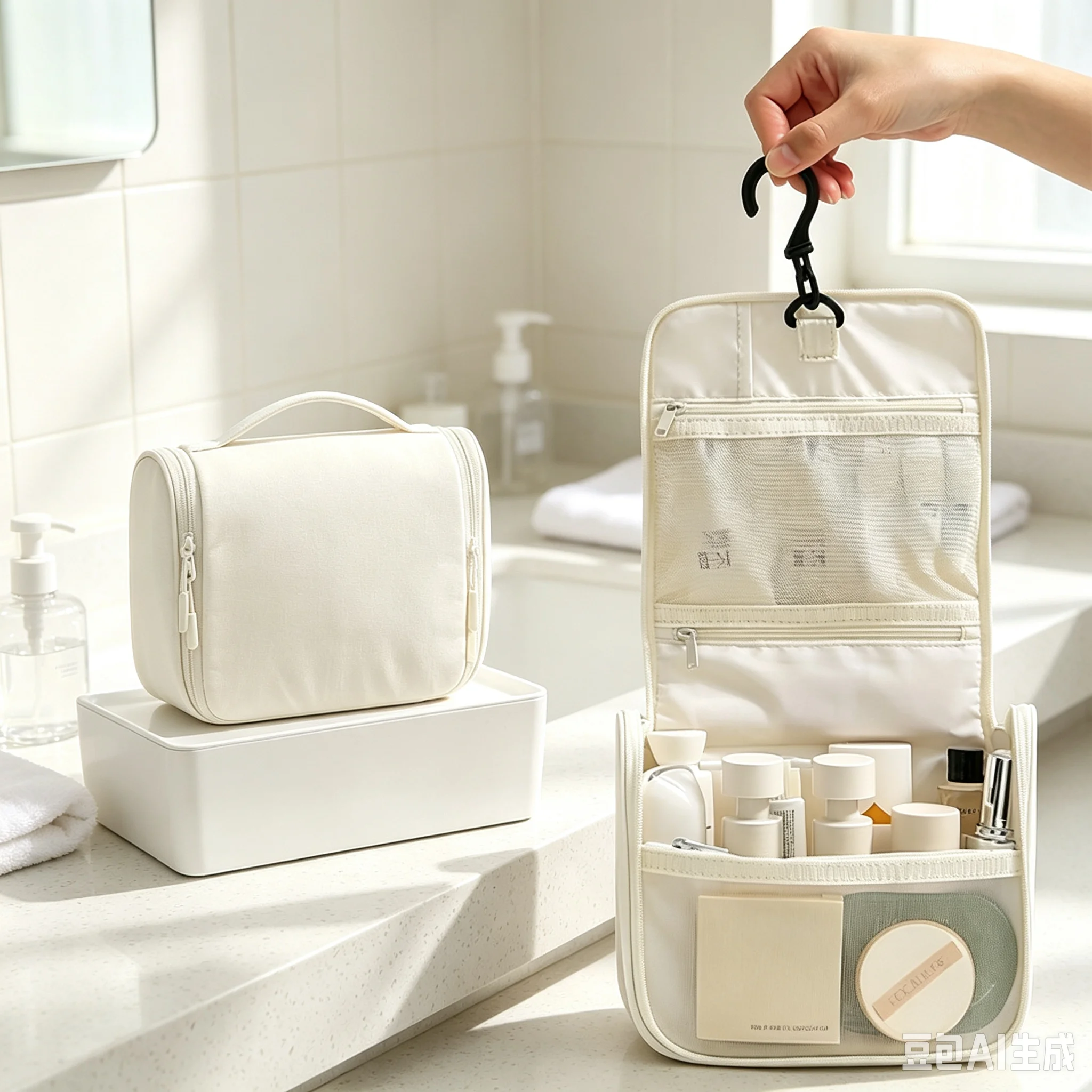 Large Capacity Toiletry Bag Travel with Hanging Hook for Men and Women Waterproof Travel Cosmetic Bag Bathroom Storage Bag