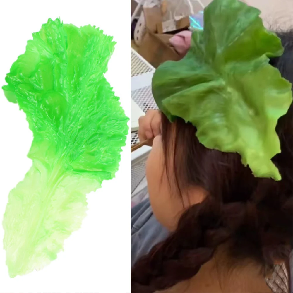 Creative Simulation Lettuce Hair Clip Green Vegetable Leaves Hair Ornaments Quirky Bangs Clip Personalized Women Girl Headdress