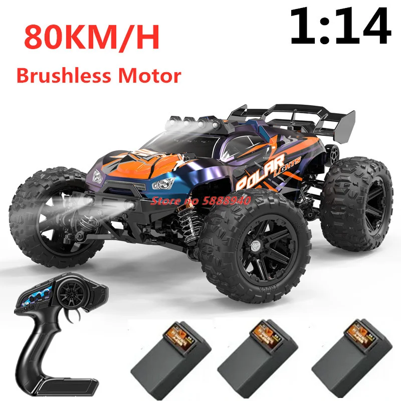 

Professional 1:14 80KM/H Brushless RC Racing Car Vehical Off Road Racing All Terrain Light Drift Kids Toy Remote Control Car Toy